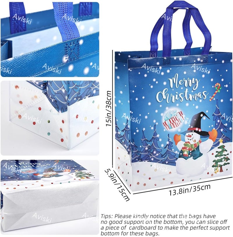 Axiski 8PCS Christmas Gift Bags, Non-Woven Treat Tote Large Christmas Bags with Handles for Gifts Wrapping Shopping, Xmas Party Supplies, 15"×13.8"×5.9" - Image 2